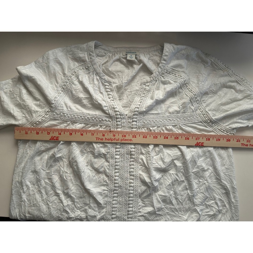 Sundance Romance Textured‎ Crochet Peasant Blouse Sz M 3/4 Sleeve Tunic Top Boho - Picture 6 of 8